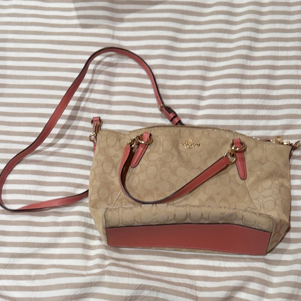 Coach Beige and Red Crossbody Bag